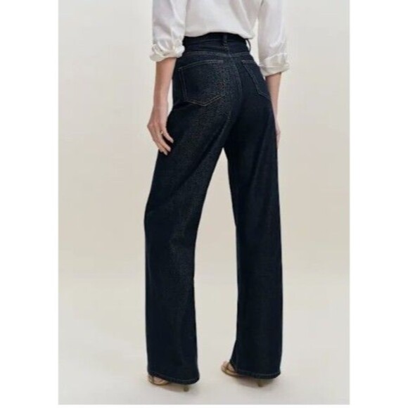 Reformation Cary High rise Slouchy straight Leg Jeans Dark Blue Quarry Size 31 - Picture 3 of 8